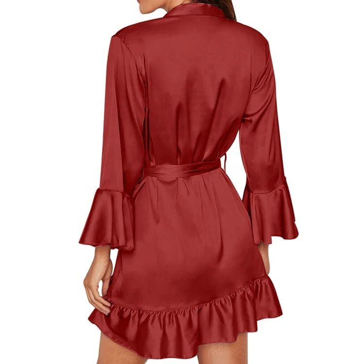 Custom breathable Satin Robe Silky Kimono Bathrobe for Bride Bridesmaids Wedding Party Loungewear Silk Kimono Robe