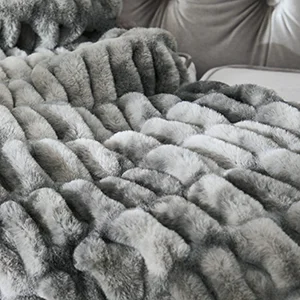 Aoyatex Extra Soft Elastic Tie Dyed Faux Fur Luxury Throw  Thick Ruched Plush  Blankets For Bed Sofa  Decor Winter