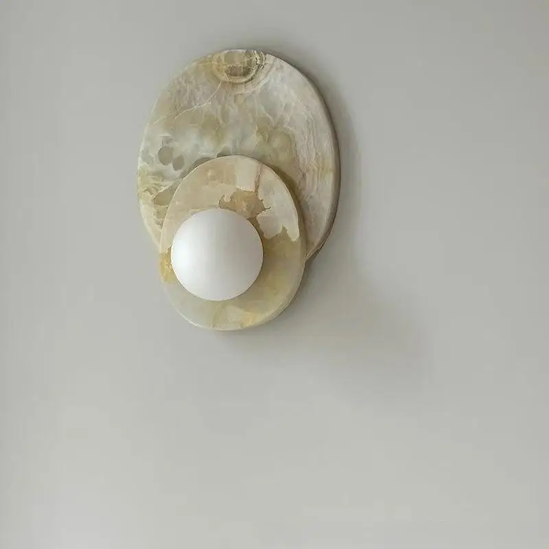 HZX Designer Natural Onyx Wall Lamp for Living Room Bedroom Hotel Background Decoration