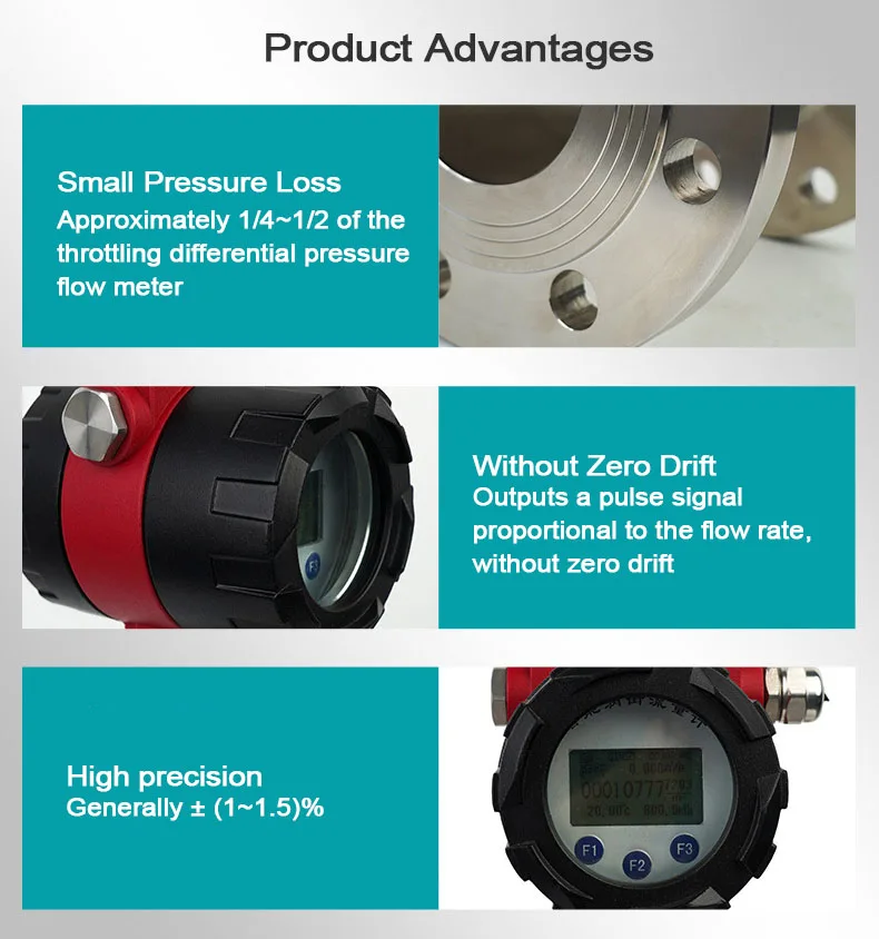 LCD display vortex steam air gas flow meter ip67 hydrogen flow meter stainless steel flowmeter
