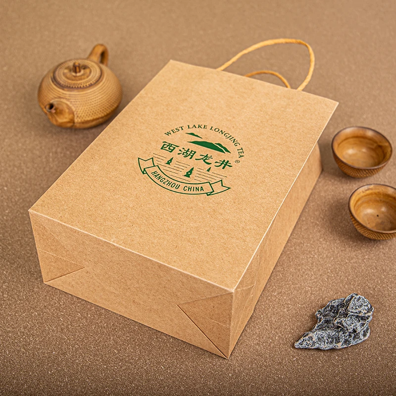 Подарочная сумка из крафт-бумаги западное озеро Longjing бизнес-продвижение подарочная на вынос упаковка печать и производство