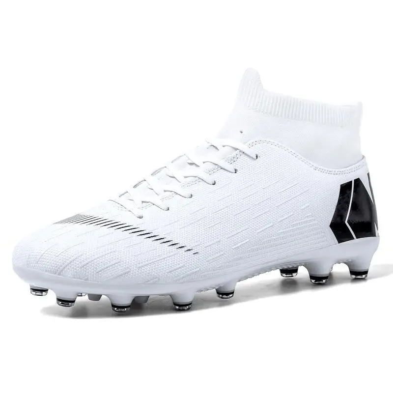 Soccer Boots Shoes for Big Boy - Turf Indoor Youth Football Shoes - High Top Ankle Boots Colorful Ribbon for Men Outdoor Train