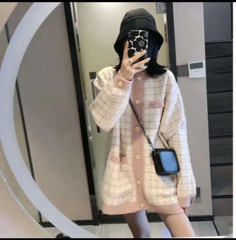 Plaid Cardigan Women Cute Preppy Style All-match Outwear Single Breasted Students Korean Cozy Lovely Casual Knitwear Chic