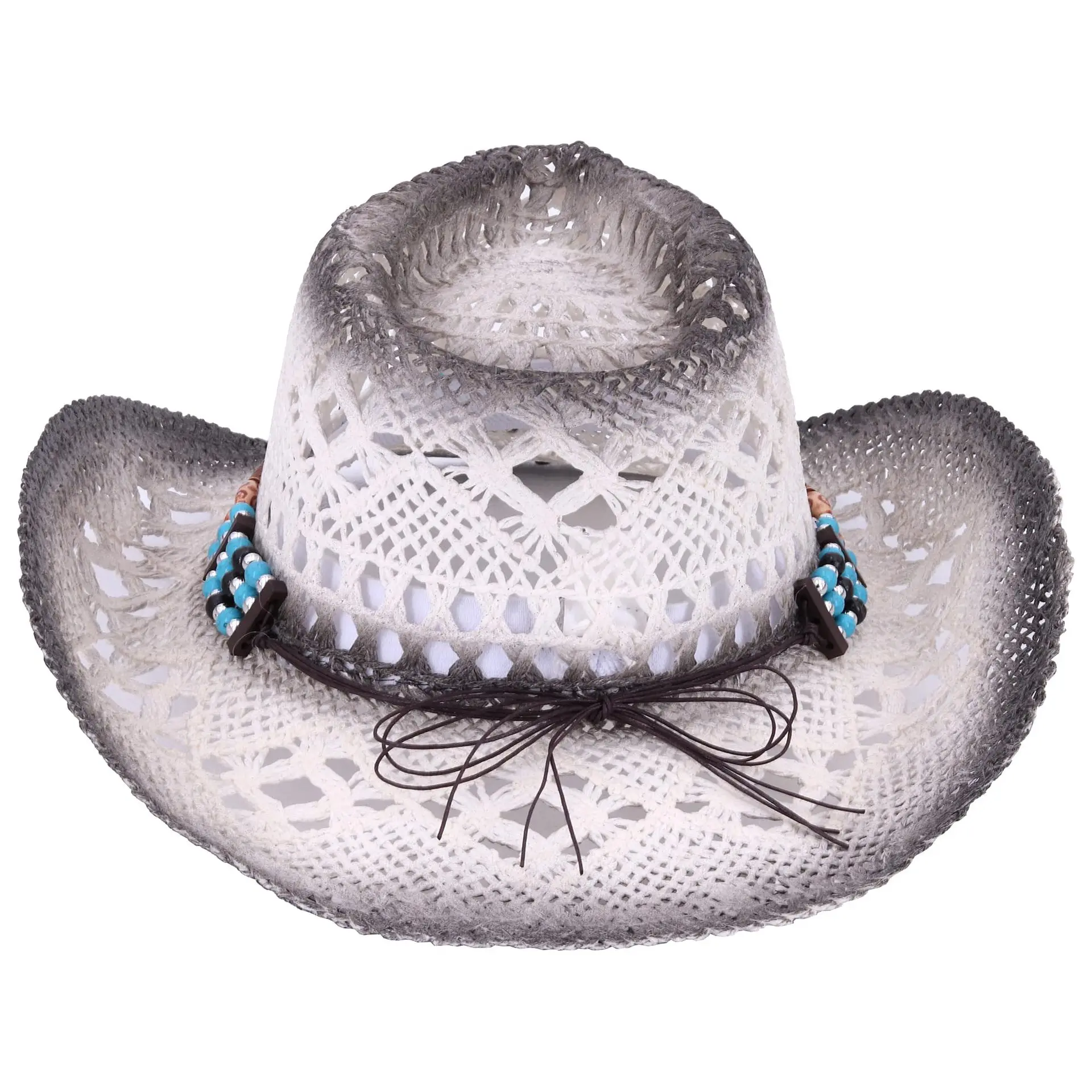 Fashion Hollowed Handmade Cowboy Straw Hat Fedora Women Men Summer Outdoor Travel Beach Sun Hats Unisex Western Sunshade Cap