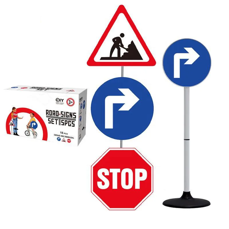 DIY Traffic Sign Toy Transportation Pretend Play Game 3PCS 70cm Height Simulated Traffic Tool Traffic Education for Kid