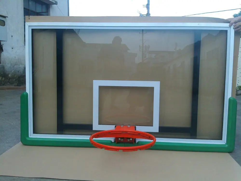 Standard Tempered Glass Basketball Board FIBA Basketball Pole And Backboard For Competition