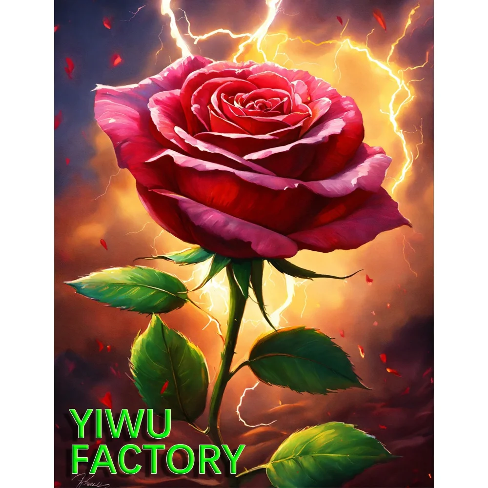 Flowers Series Diamond Painting Kit Full Drill Red Rose DIY Art Rhinestone Embroidery for Home Decor