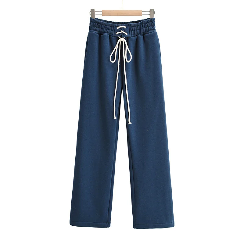 Winter custom black flare wide leg sweat pants joggers mujer pants women fleece cotton mix wide leg pants 2022 Autumn