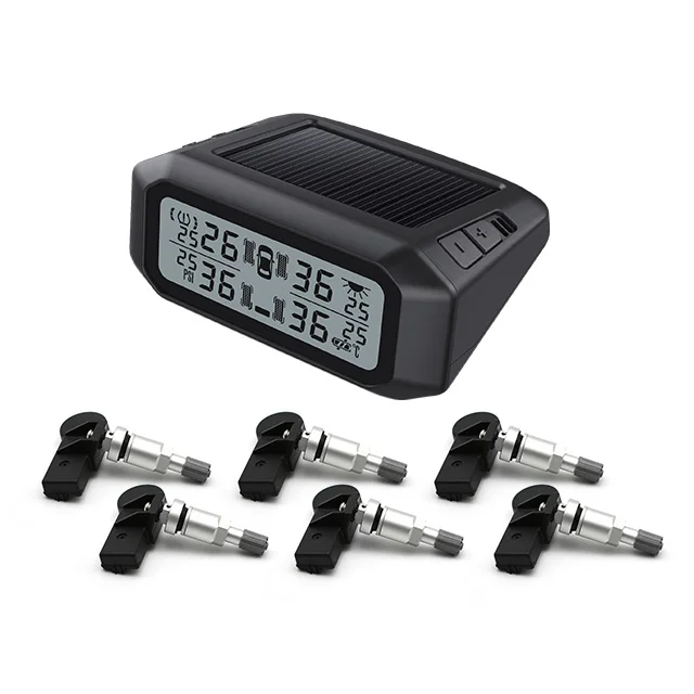 Promata Solar-Powered TPMS - Wireless Car Tire Pressure Monitoring System with 6 Internal Sensors