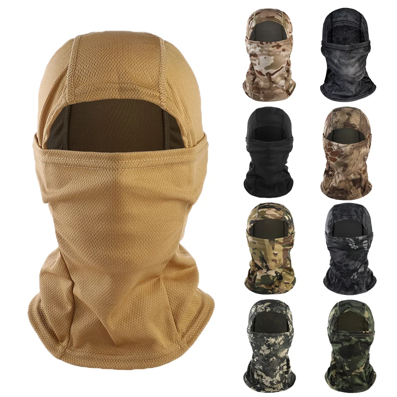 Outdoor Breathable Quick Drying Motorcycle Cycling Helmet liner 1 One Hole Skimask Camo Mesh Balaclava Hat