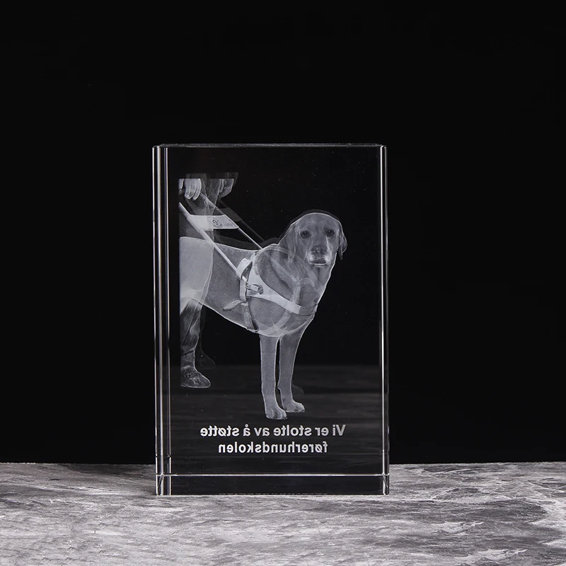 Персонализированный 3D фото стеклянный блок гравировка животных собак лазерный Кристальный куб для сувениров подарки