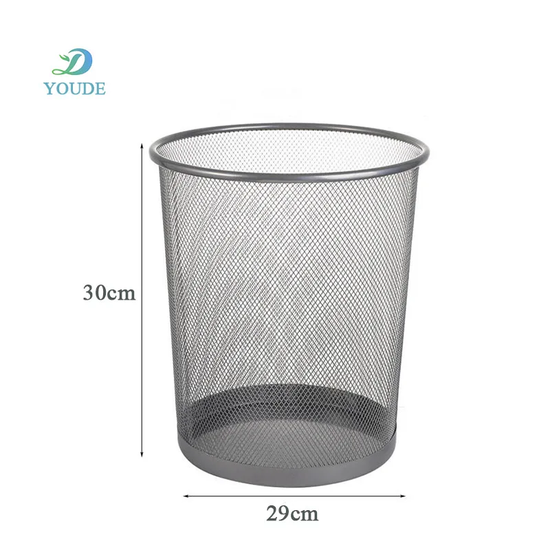 Factory Direct Sales Office Can Iron Mesh Trash Can Handcraft White Trash Can