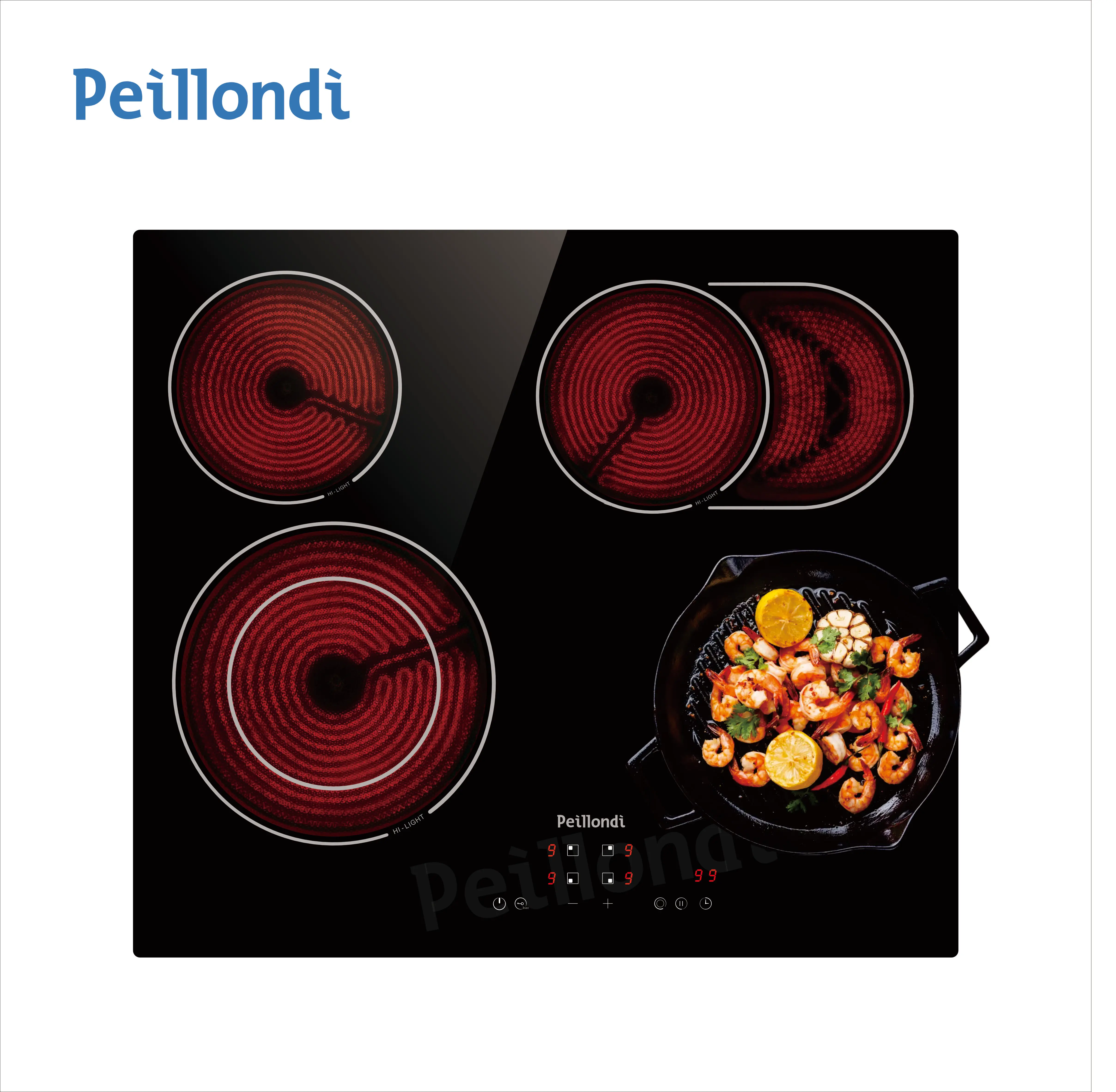 CE CB UKCA RoSH Dual ring 6600W Touch control oval ring easy clean 4 burners electric stove ceramic cooktop infrared cooker