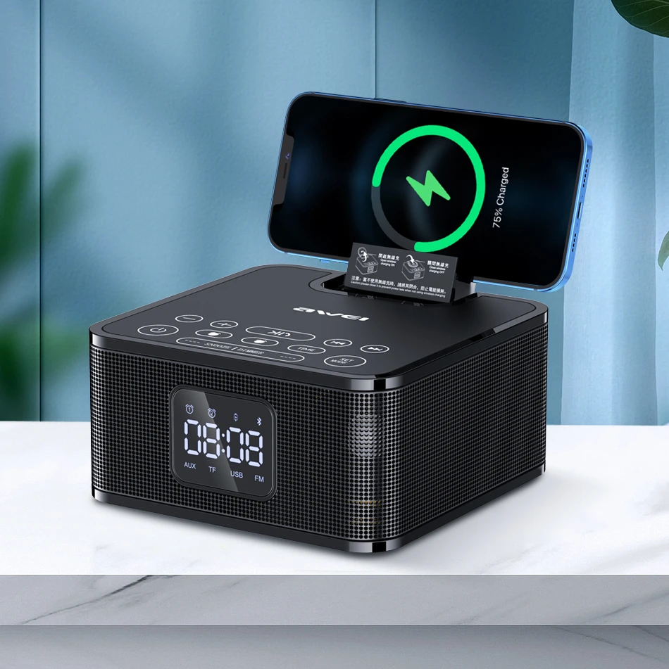 Awei Y332 многофункциональный настольный беспроводной bluetooth-динамик с беспроводным зарядным устройством