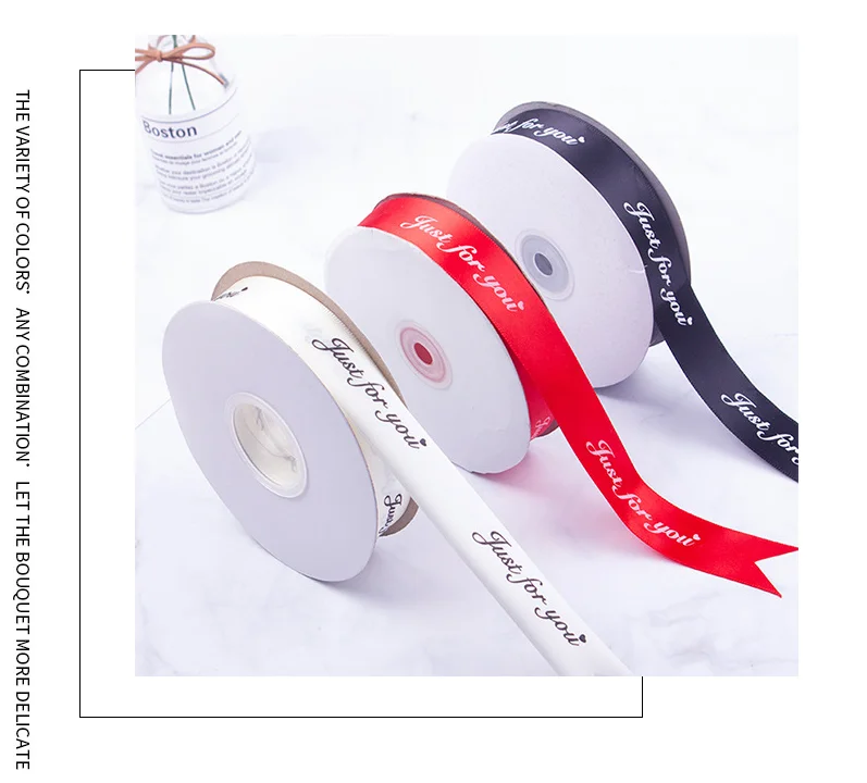 Customizable Inexpensive Monogram Logo Printed Ribbon Decorative Ribbon Bouquet Tie-in Ribbon