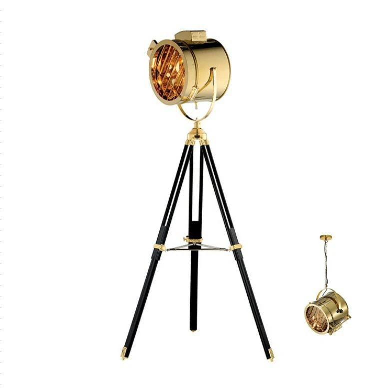 Nordic industrial wind studio searchlight personalized creative decoration tripod floor lamp