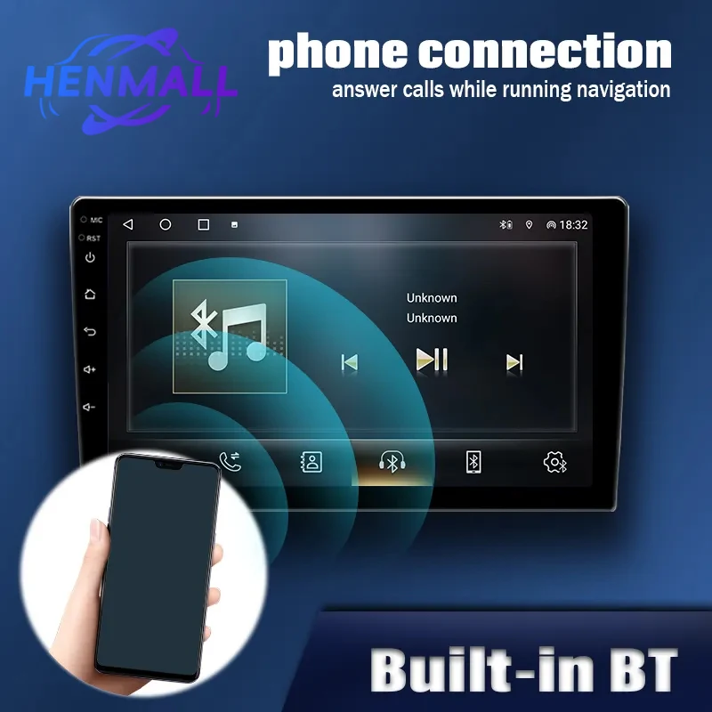 Henmall 9 дюймов HDMI головное устройство Универсальный 2Din 2.5D экран радио FM BT GPS навигационный плеер двойная записывающая камера автомобильный DVD-плеер