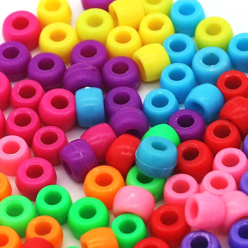 Wholesale 4*9mm Plastic Pony Beads Loose Large Hole Beads For Jewelry Making DIY Toy