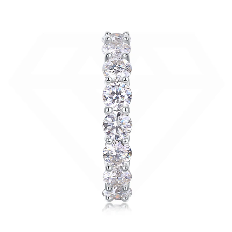 925 Silver Eternity Ring Silver Jewelry Iced Out Hip Hop Tennis Ring  Round moissanite Diamond Ring