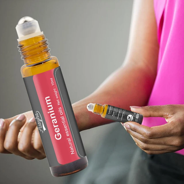 Bulk Premium Skin Direct Care Oil 10ml Geranium Roll On Aromatherapy Essential Oil For Body Massage