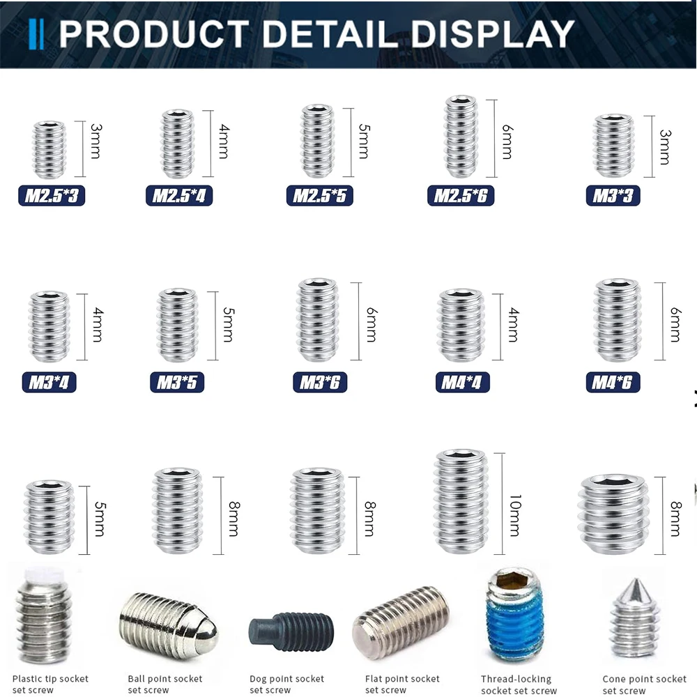Stainless Steel titanium screw m2 m4 m6 m14 1/4-20 3/8-16 1/4-20 unc socket hex Grub Set Screws m3 gurb screw manufactur