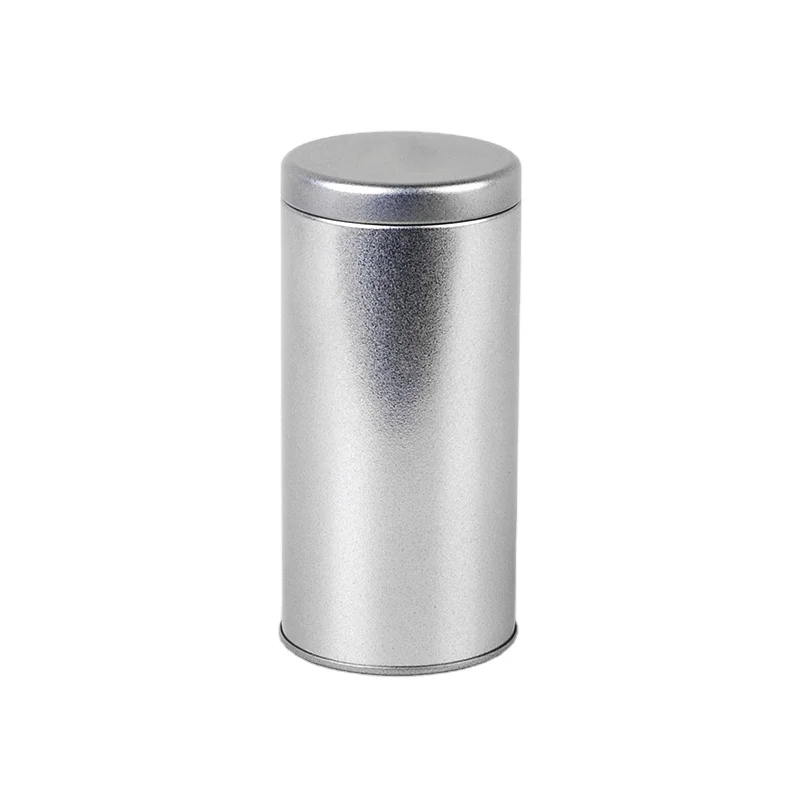 Silver Loose Tea Tins with Plug Lid Airtight Metal Round Coffee Cans Food Grade Luxury Empty Canister Custom Gift Tins
