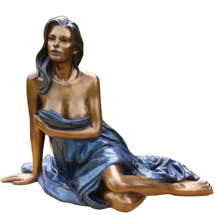 Factory modern decoration life size sexy girl nude beauty statue erotic bronze sculpture
