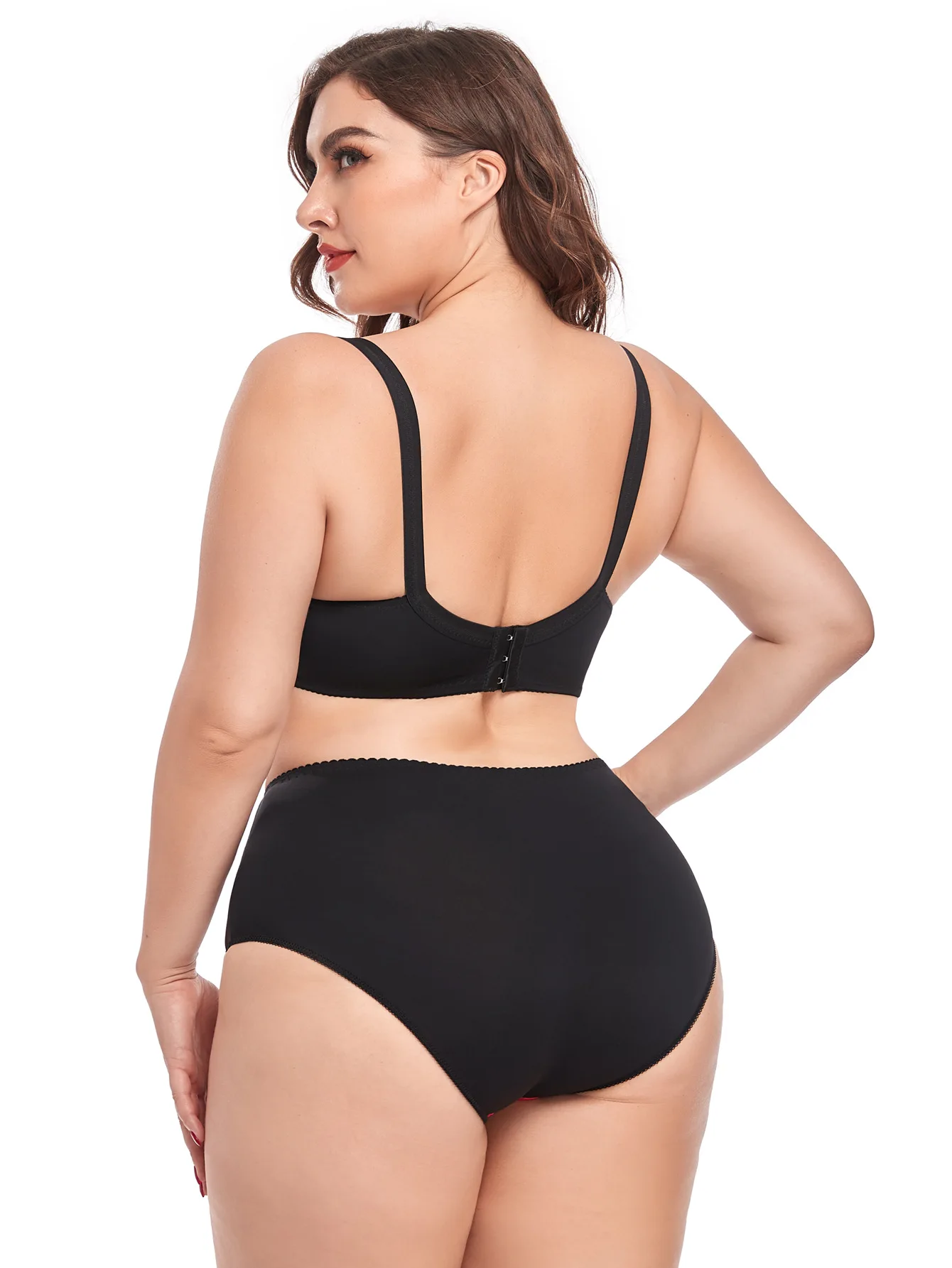 Women Underwear Plus Size Bra Set And Panties Push Up Underwire Printed Bra Ultra-thin Full Cover Cup Large  Bra