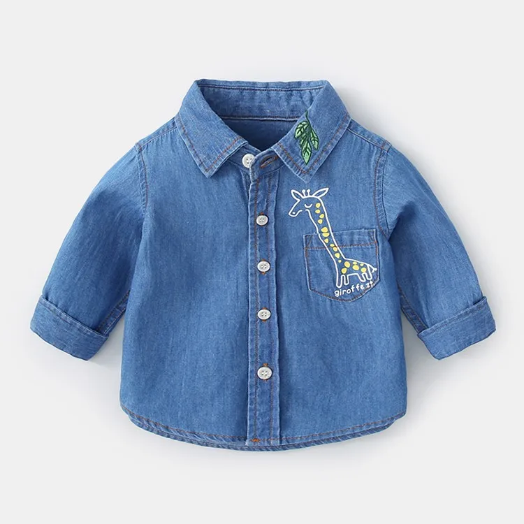 
Unisex cartoon printing long sleeve denim baby coat kids clothes baby outwear 