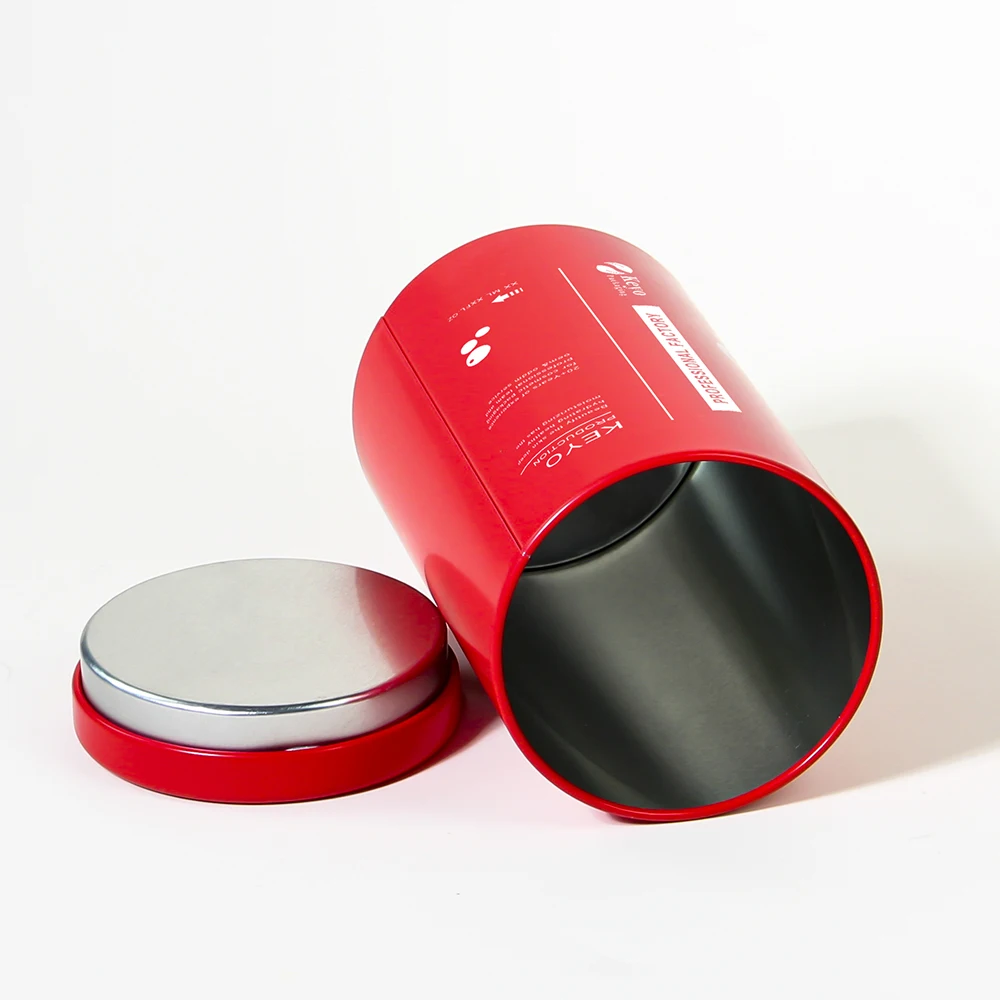 5oz 8oz 10oz Wholesale Printing Design Airtight Round Matte Red Jar Custom Coffee Tin Can Tea Metal Tins Container With Lid