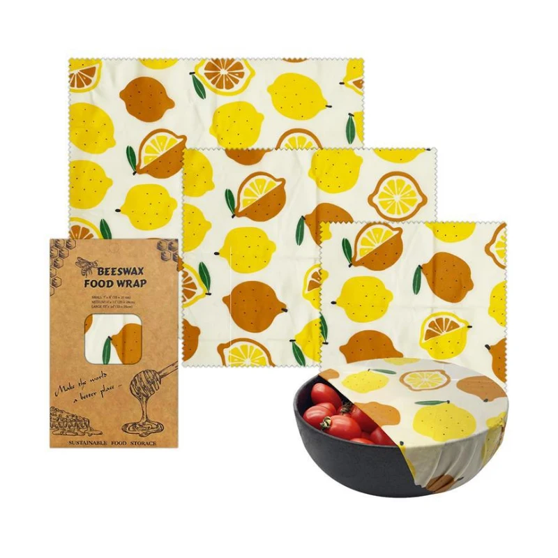 Stock pack of 3 Reusable beeswax food wrap Eco Friendly Sustainable Bees Wax Paper cover for Food to Keep Fresh Beeswax Wrap