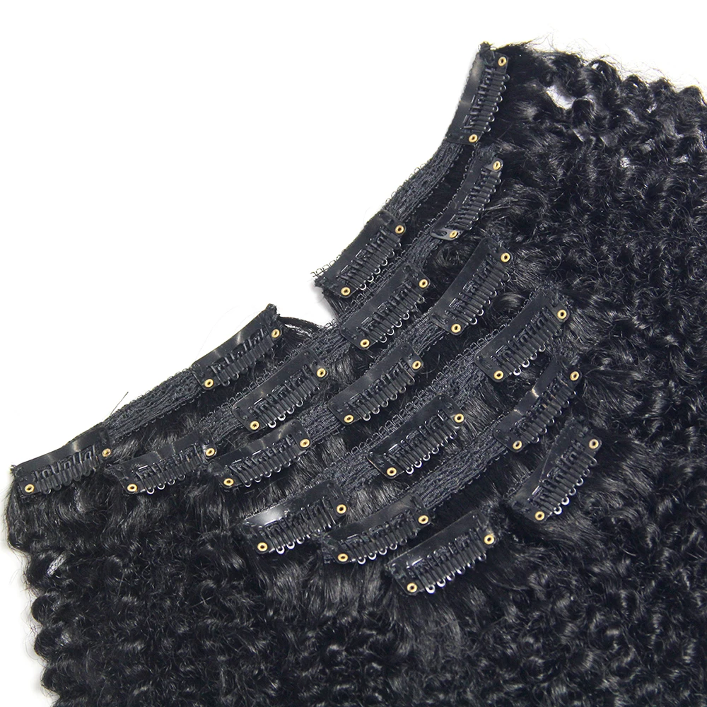 Wholesale 120g 160g 200g thickness virgin human hair with clips,afro kinky curly human hair bundles,human hair indian