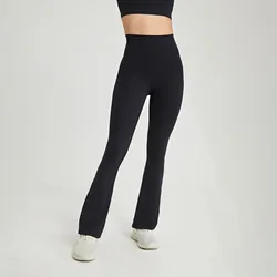 Breathable Hip Lifting nude Solid Color Yoga Pants Lightweight bell trousers flare pants cross waist