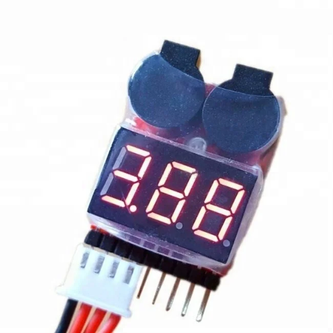 1-8S Lipo Fe Voltage 2IN1 Indicator Tester Low Voltage Buzzer Alarm For RC Car Boat LED 3.7-30V Dual Speaker