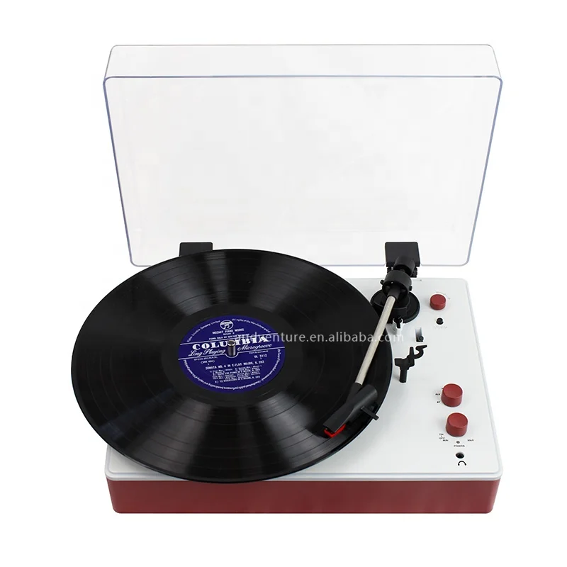 Vinyl Turntable Record Player with Dust Cover External Belt Drive Blue tooth Gramophone Phonograph