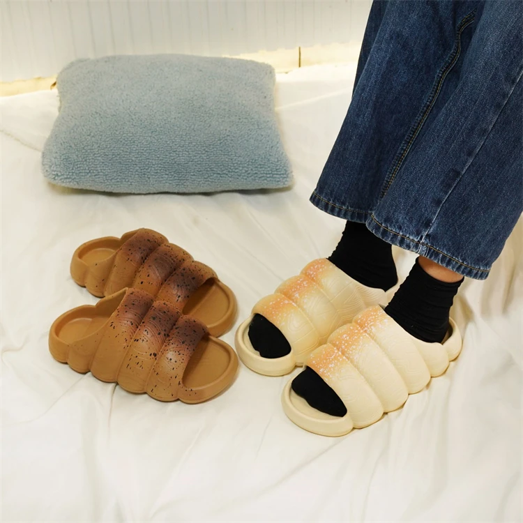 New Trendy EVA Slides Soft Colorful Outdoor Unisex Bubble Slippers Women Thick Sole Bread Shoes Sandals Men Clog Slides