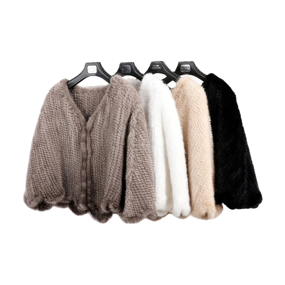 Luxury Genuine Mink Fur Knitted Shawl Wrap Cape Women Lady Real Fur Poncho coat Short Jacket Stole Party Wedding opera cape