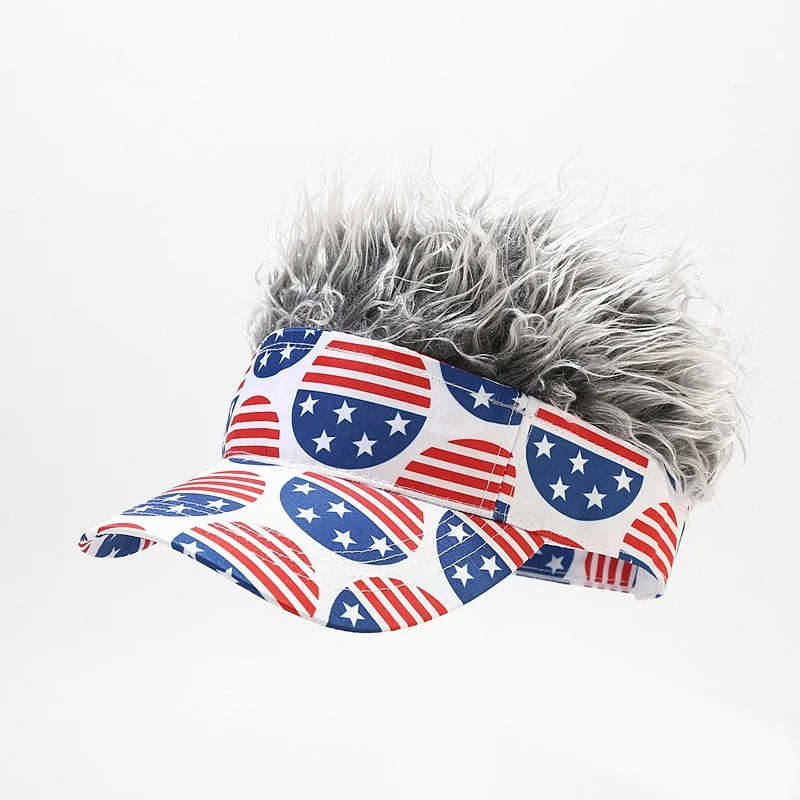 Hot Selling Stock American Flag Cap Five Pointed Star Striped Wig Custom Baseball Cap Pattern Logo