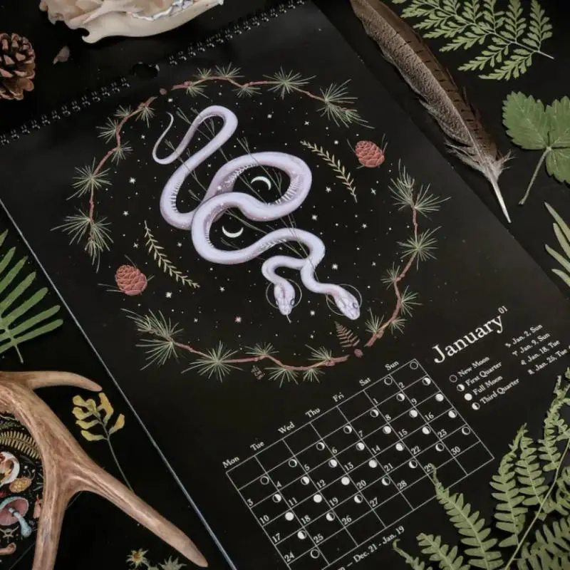 2022 Creative Dark Forest Lunar Calendar Wall Diary Learning Work Daily Calendar Time Planning Gift Dark Forest Lunar Calendar