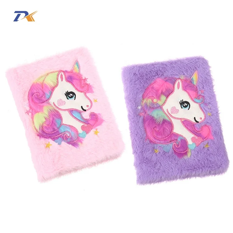 Custom rainbow colour girl gift diary cartoon animal unicorn plush notebook
