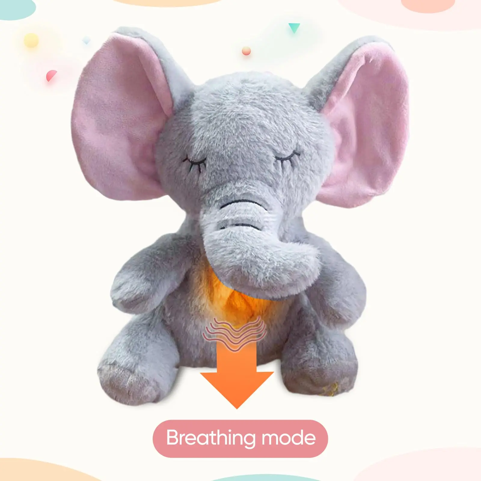 Interactive Light Up Electronic Musical Cute Soft Cartoon Movement Plush Toy Soothing Breathing Stuffed Animal For Baby