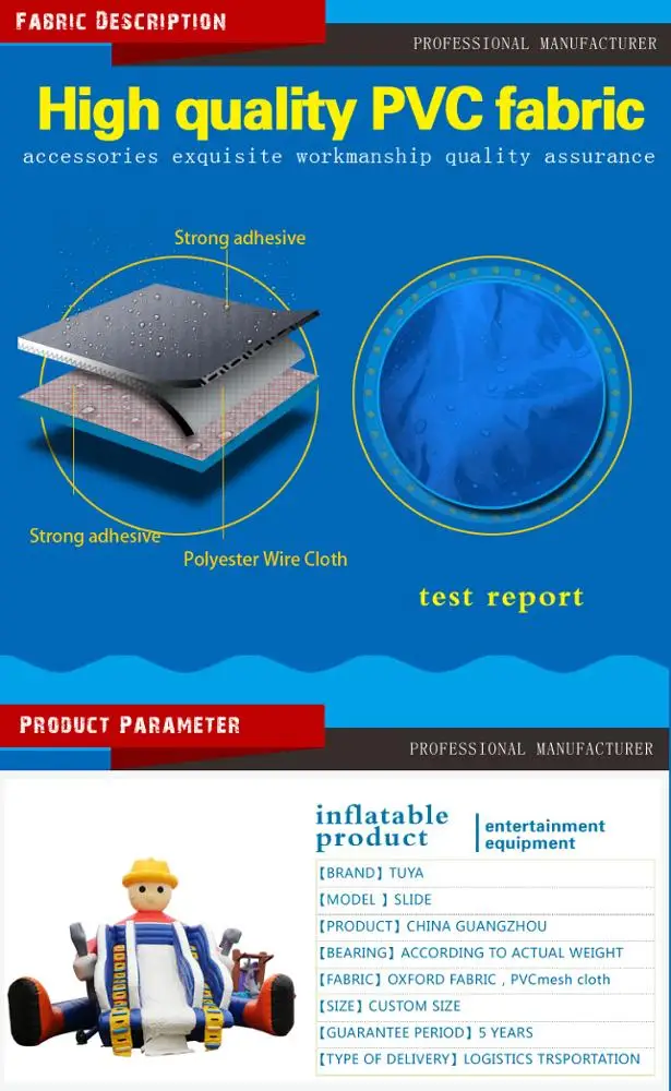 
5*8 m customized cartoon man worker inflatable advertising of water slide 