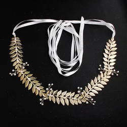 Metal Waist Chain Wedding Bridal Jewelry Body Chain Women Wedding Decoration Accessories Banquet Sash Belt With Ribbon