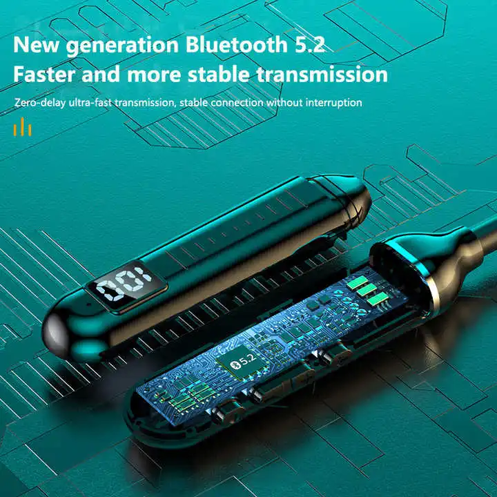 Bluetooth V5.3 Wireless Earphone Super Long Standby Magnetic Sports Neckband Handsfree Headset with Power Display