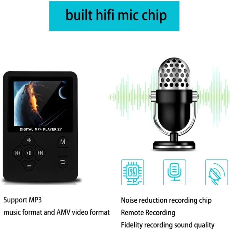 Factory wholesale high-quality mp3 music player 1.8-inch LCD display video player mp4 with headset and USB cable