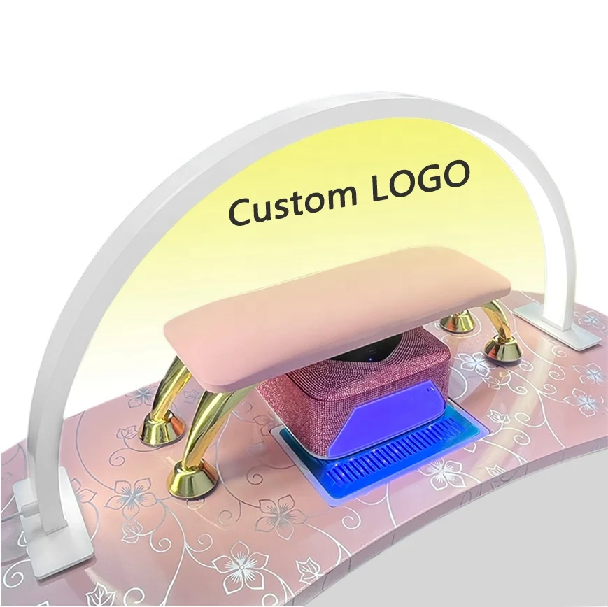 Custom LOGO Pink Half Moon Nail Lamp Led Table Half Moon Ring Light Nail Table Lamp For Nail Salon Eye-Caring Table Lamps