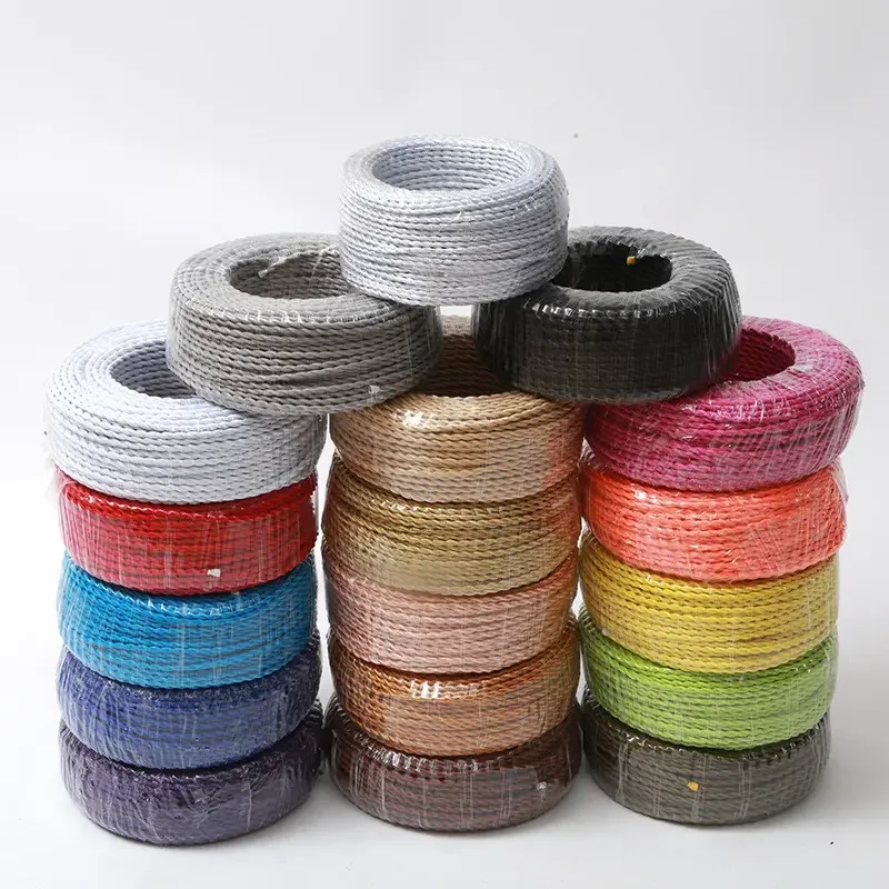 2 Core Vintage 2*0.75 Color Twisted Braided Fabric Light Lamp Cable Electric Wire Cord For Decorations