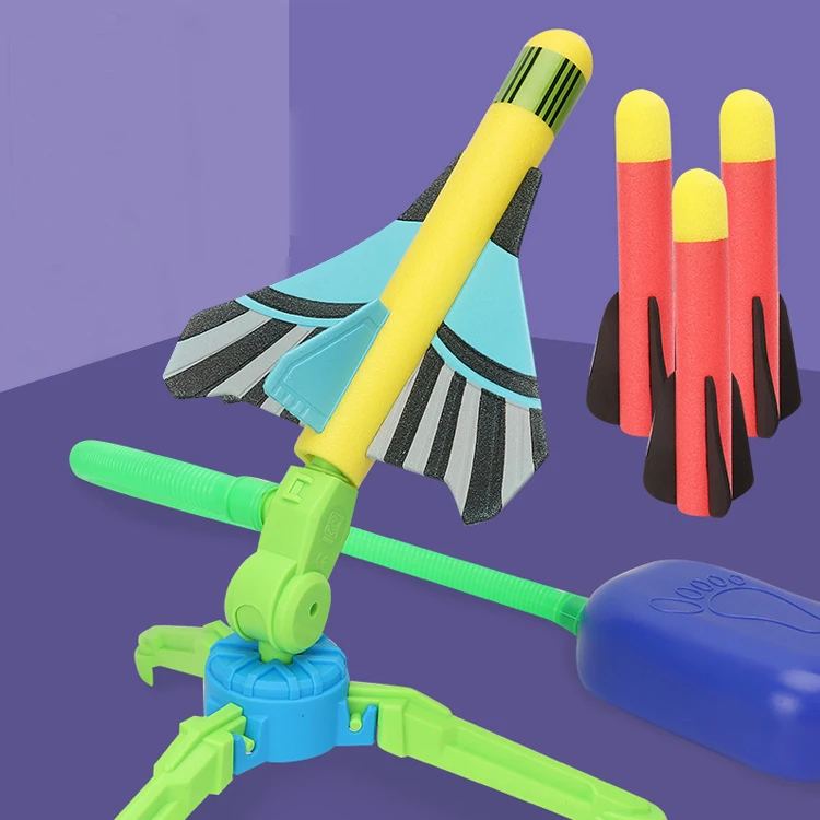 Outdoor Toys Flying Eva Foam Foot Pump Stomp Air Power Rockets Launcher Toys For Kids