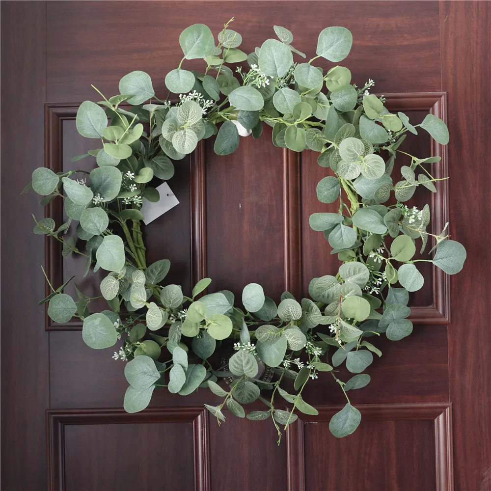 Door decoration winter eucalyptus leaves wreath artificial eucalyptus plant eucalyptus wreath