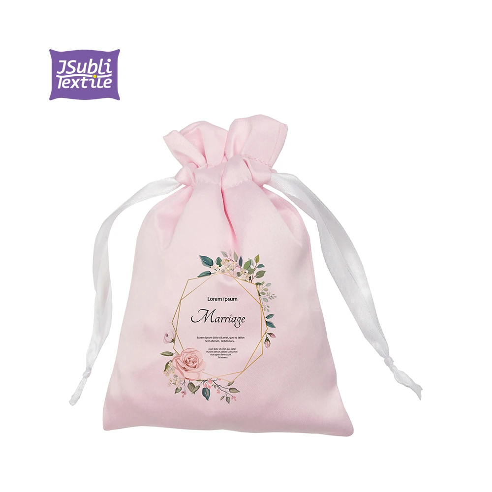 12*17cm Custom Logo Label Craft Sublimation  Wholesale Pink Jewelry gift  Cosmetic Small Drawstring Makeup Bag